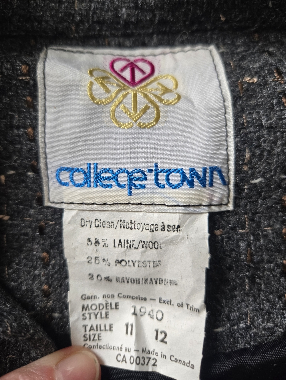 Vintage 1970s/80s College-Town Scarf-Tie Wool Blend Blazer - Picture 7 of 10